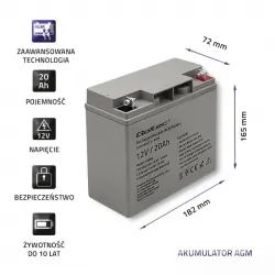 Akumulator AGM Qoltec 12V 20Ah HQ