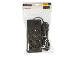 Listwa przedłużacz sieciowy BLOW 6 gniazd   3x USB   1x USC-C 2m - czarny