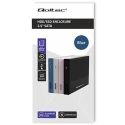 Aluminiowa obudowa zewnętrzna kieszeń na dysk USB 3.0/SSD HDD 2.5" SATA Qoltec Super speed 5Gb/s 2TB - niebieski