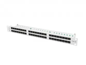 Patch panel 48x port 1U LANBERG do szafy RACK 19" KAT.5E szary