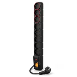 Listwa przedłużacz przeciwprzepięciowy ACAR S8 DUAL 1,5m 8 gniazd 10A czarna