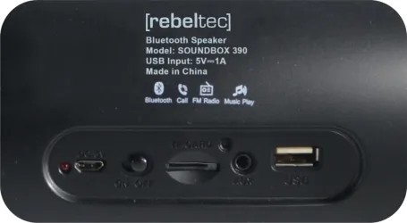 Rebeltec SoundBOX 390 głośnik bluetooth radio bass treble MP3 SD USB AUX