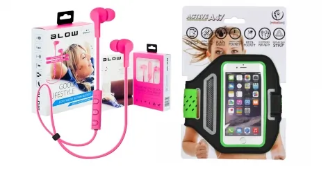 Słuchawki sportowe do biegania BT z mikrofonem + sportowa opaska na ramie na smartphone 4.7"