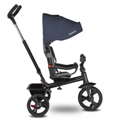 Wózek spacerowy rowerek trójkołowy pchacz 2w1 LIONELO HAARI obracany - jeans