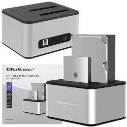 Stacja dokująca dysków Qoltec 2x HDD/SSD 2.5&quot;/3.5&quot; SATA USB 3.0 z funkcją klonowania