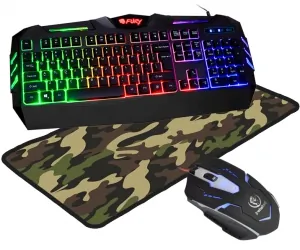 Klawiatura gamingowa podświetlana dla graczy FURY SPITFIRE + mysz + mata