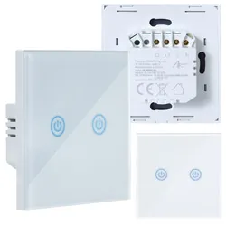 Dotykowy włącznik światła ZIGBEE 3.0 ART szklany podwójny - biały