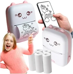 Drukarka termiczna Bluetooth Maxlife MXTP-100 różowa