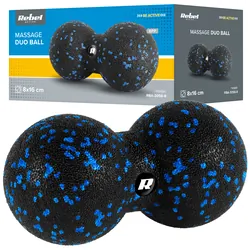 Duoball podwójna piłka do masażu 8cm REBEL ACTIVE - czarno-niebieski