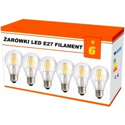 Żarówka ozdobna LED filament E27 8W AC230V ciepło-biała
