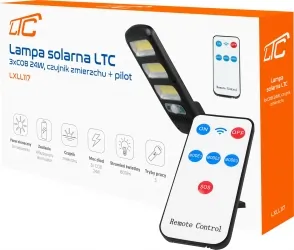Lampa solarna LED LTC z czujnikiem ruchu i zmierzchu + pilot