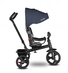 Wózek spacerowy rowerek trójkołowy pchacz 2w1 LIONELO HAARI obracany - jeans