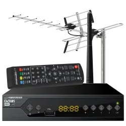 Tuner cyfrowy Esperanza EV106 DVB-T/T2 WiFi H.265/HEVC +antena kierunkowa VHF/UHF MUX8 ATD31S