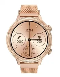 Zegarek sportowy smartwatch SENBONO LADY M3 z metalowa kopertą IP68 pulsoksymetr - złoty