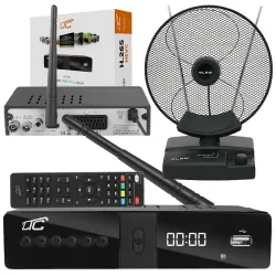 Cyfrowy zestaw telewizji naziemnej DVB-T tuner cyfrowy LTC DVB-T2 WiFi HEVC H.265 + antena pokojowa BLOW ATD17