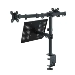 Uchwyt biurkowy do dwóch monitorów LED/LCD 13-27 cala z półką na laptopa notebooka