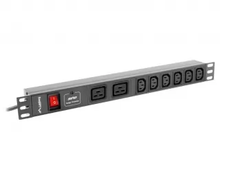 Listwa zasilająca RACK PDU LANBERG do szafy RACK 19&quot; 1U 16A 2m 2xC19 + 6xIEC C13 czarna C20