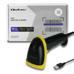 Laserowy czytnik kodów kreskowych 1D QR 2D Qoltec USB - czarny