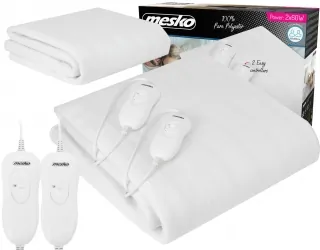 Podwójny elektryczny koc podkładowy Mesko MS 7420 biały 150cm x 160cm