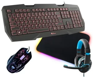Klawiatura Genesis RX22 podświetlana klawiatura + mysz + podświetlana mata gamingowa + słuchawki + pad