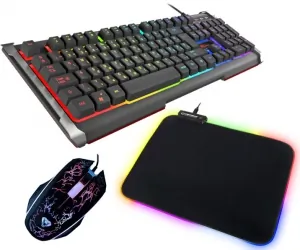 Podświetlana klawiatura dla graczy GENESIS RHOD 400 RGB ALU do gier + mysz + słuchawki + podświetlana mata