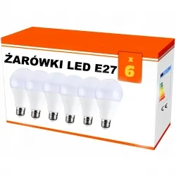 Zestaw 6x  żarówek LED E27 10W bańka kulka AC230V WW