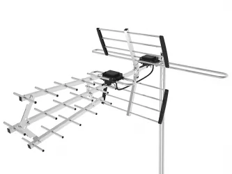 Cyfrowy zestaw telewizji naziemnej DVB-T tuner OPTICUM AX LION NS DVB-T2/C H.265 HEVC + antena kierunkowa VHF/UHF MUX8 ATD27S + kabel 10m