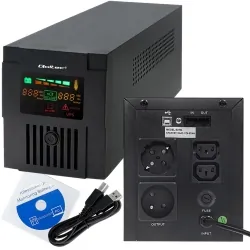 Zasilacz awaryjny UPS Qoltec Monolith 1000VA 600W LCD USB RJ45 + program