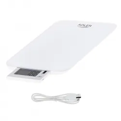 Elektroniczna waga kuchenna Adler ad 3167w ładowana przez USB do 10kg biała