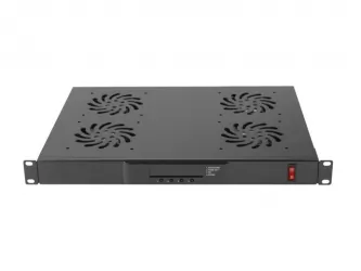 Panel wentylacyjny LCD poziomy LANBERG 1U z termostatem do szafy RACK 19&quot; 4 wentylatory 230V czarny