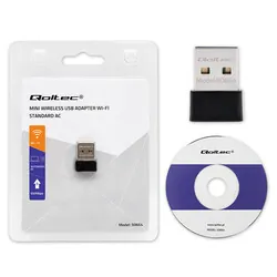 Ultraszybki bezprzewodowy Mini Adapter USB Wi-Fi Qoltec 650Mbps standard AC