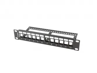 Patch panel pusty 12x port LANBERG do szafy RACK 10" 1U z organizerem do modułów heystone czarny