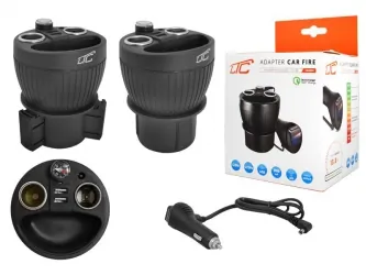 Rozgałęziacz zapalniczki samochodowej LTC CAR FIRE Kubek 120W 2 gniazda USB 3,1A QuickCharge