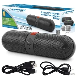 Głośnik Bluetooth ESPERANZA BLUETOOTH FM PIANO czarno-czerwony 2x3W - PROMOCJA