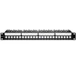Stalowy patch panel do szaf RACK 19" 24 porty 1U UTP - czarny