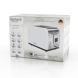 Toster z wyświetlaczem LCD na 2 kromki Gerlach GL 3221 biały