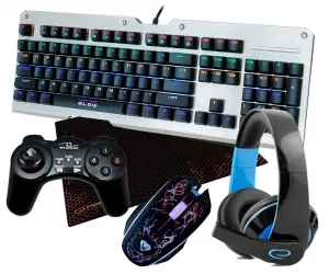 Klawiatura mechaniczna BLOW MECHANICAL RGB podświetlana metalowa + mysz + mata + słuchawki + pad