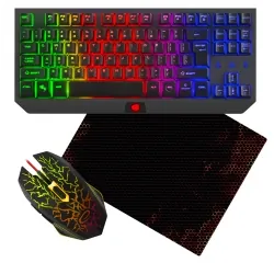 Klawiatura gamingowa podświetlana FURY TKL HURRICANE + mysz mata słuchawki dla graczy