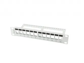 Patch panel pusty 12x port LANBERG do szafy RACK 10" 1U z organizerem do modułów keystone szary