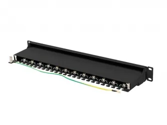 Patch panel 24x port 1U LANBERG do szafy RACK 19" KAT.7 ekranowany czarny