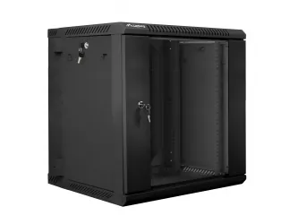 Szafa instalacyjna dwusekcyjna RACK wisząca 19'' 12U 600x600 drzwi szklane Lanberg - czarna