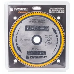 Tarcza widiowa do drewna 255x30 80 zębów Powermat TDD-255x30x80Z
