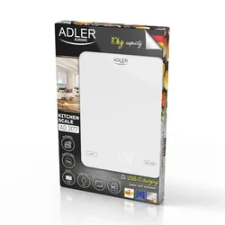 Elektroniczna waga kuchenna szklana Adler AD 3177b do 10 kg ładowana przez USB - biała