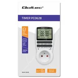 Elektroniczny programator czasowy PC0628 Qoltec 3680W 16A LCD