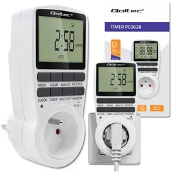 Elektroniczny programator czasowy PC0628 Qoltec 3680W 16A LCD