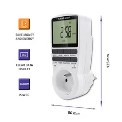 Elektroniczny programator czasowy PC0628 Qoltec 3680W 16A LCD