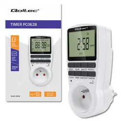 Elektroniczny programator czasowy PC0628 Qoltec 3680W 16A LCD