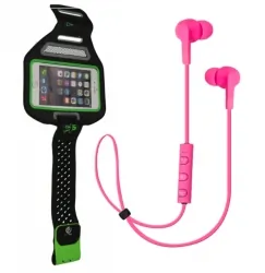 Słuchawki sportowe do biegania BT z mikrofonem + sportowa opaska na ramie na smartphone 4.7"