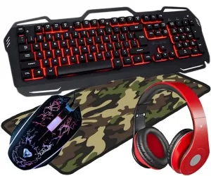 Zestaw Blow klawiatura z podświetleniem LED RED COLD STEEL + mysz + podkładka + słuchawki