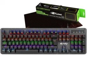 Mechaniczna klawiatura gamingowa dla graczy FURY TORNADO podświetlenie + mata